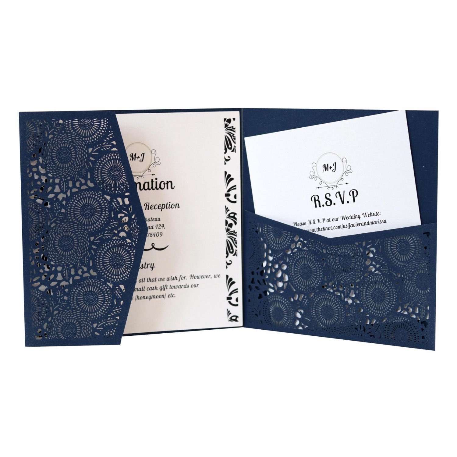 Square Wedding Invitation Card Dark Blue Business Card Marriage Invitation
